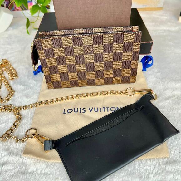 Louis Vuitton Damier Ebene Marais Bucket Bag PM Pouch Crossbody Bag RARE! - Picture 11 of 13